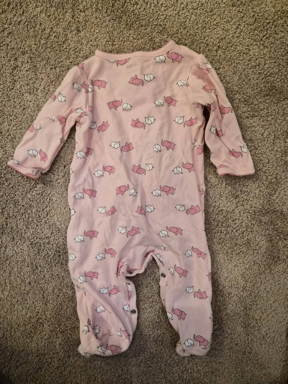 Girls Carter's Pink Elephant Snap-Front Footed One-Piece Onsie 3-6 Months
